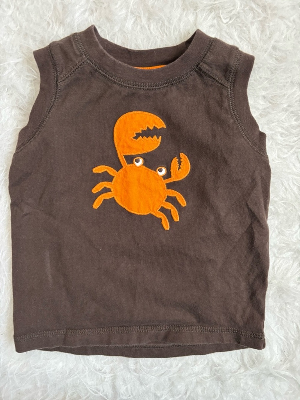 Gymboree Baby Brown Beach Tank Top with Orange Crab Appliqué